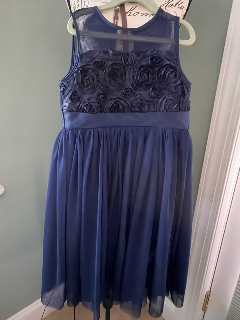 Pippa & Julie Navy Floral Rosette Chiffon Party Dress